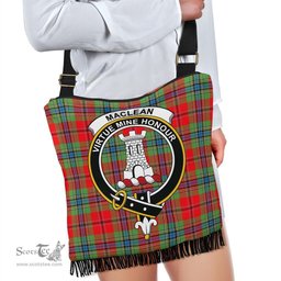 ScotsTee Shop Scottish MacLean of Duart Modern Clan Crest Tartan Boho Bag, Tartan Crossbody Handbag