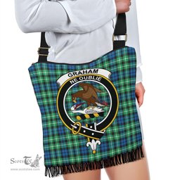 ScotsTee Shop Scottish Graham of Montrose Ancient Clan Crest Tartan Boho Bag, Tartan Crossbody Handbag