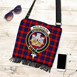 ScotsTee Shop Scottish MacLachlan Modern Clan Crest Tartan Boho Bag, Tartan Crossbody Handbag