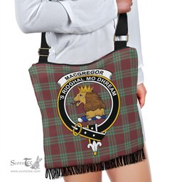 ScotsTee Shop Scottish MacGregor Hunting Ancient Clan Crest Tartan Boho Bag, Tartan Crossbody Handbag