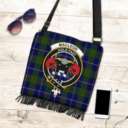 ScotsTee Shop Scottish MacLeod of Harris Modern Clan Crest Tartan Boho Bag, Tartan Crossbody Handbag