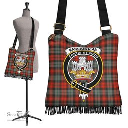 ScotsTee Shop Scottish MacLachlan Weathered Clan Crest Tartan Boho Bag, Tartan Crossbody Handbag