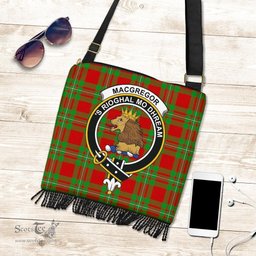ScotsTee Shop Scottish MacGregor Modern Clan Crest Tartan Boho Bag, Tartan Crossbody Handbag