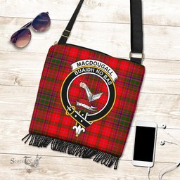 ScotsTee Shop Scottish MacDougall Modern Clan Crest Tartan Boho Bag, Tartan Crossbody Handbag