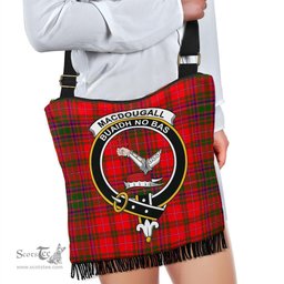 ScotsTee Shop Scottish MacDougall Modern Clan Crest Tartan Boho Bag, Tartan Crossbody Handbag