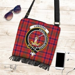 ScotsTee Shop Scottish Lumsden Modern Clan Crest Tartan Boho Bag, Tartan Crossbody Handbag
