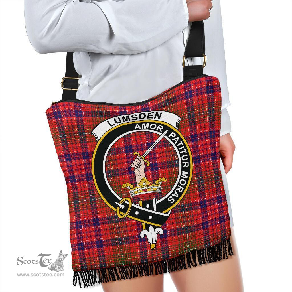 ScotsTee Shop Scottish Lumsden Modern Clan Crest Tartan Boho Bag, Tartan Crossbody Handbag