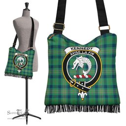 ScotsTee Shop Scottish Kennedy Ancient Clan Crest Tartan Boho Bag, Tartan Crossbody Handbag