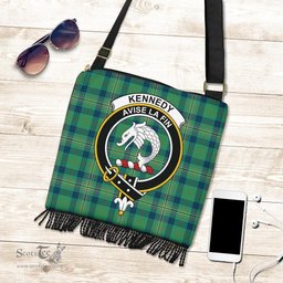 ScotsTee Shop Scottish Kennedy Ancient Clan Crest Tartan Boho Bag, Tartan Crossbody Handbag