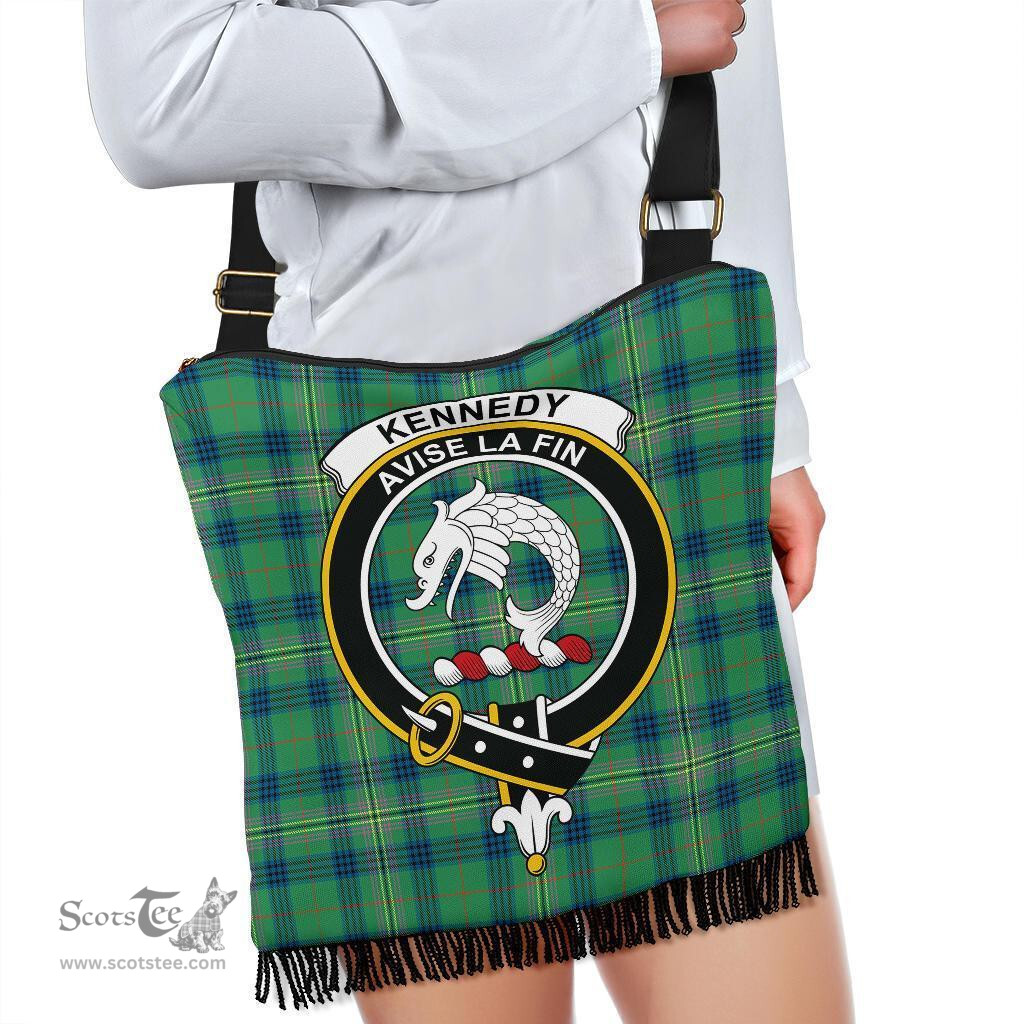 ScotsTee Shop Scottish Kennedy Ancient Clan Crest Tartan Boho Bag, Tartan Crossbody Handbag
