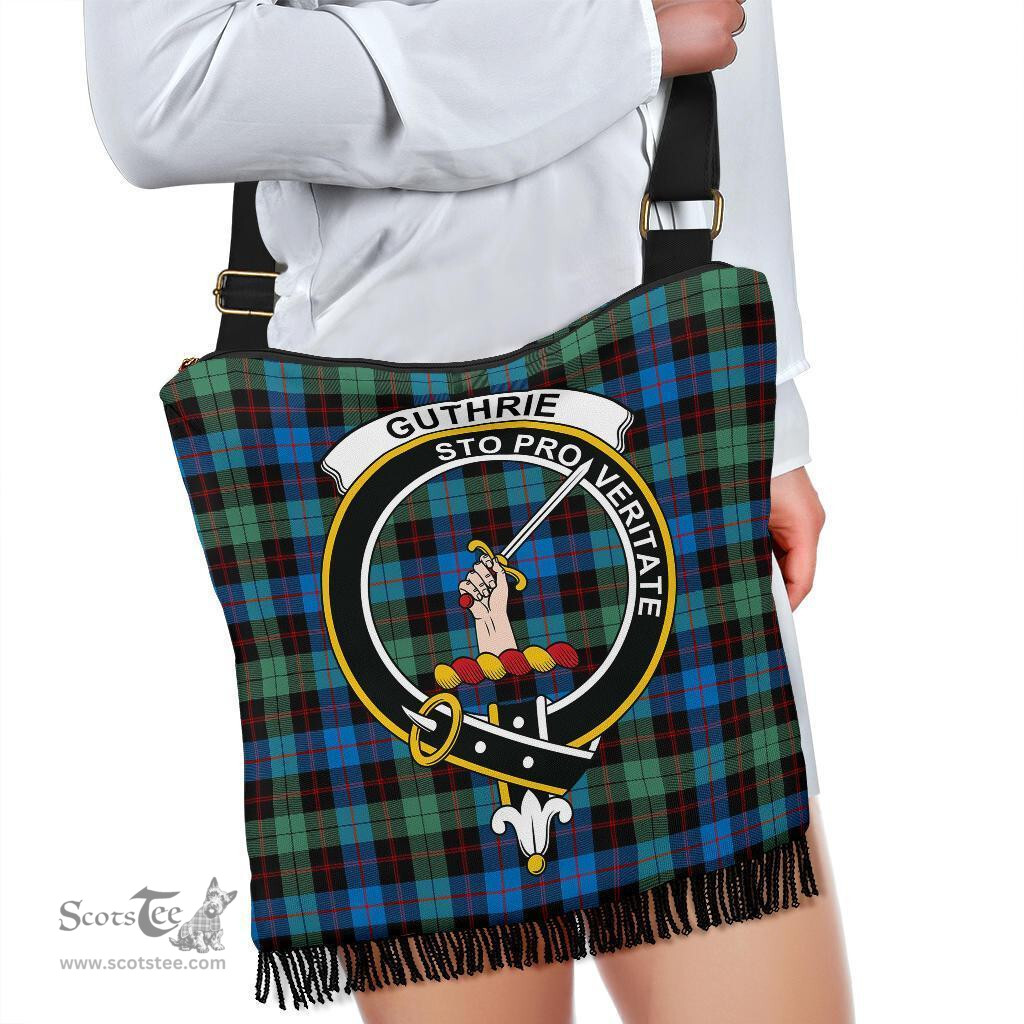 ScotsTee Shop Scottish Guthrie Ancient Clan Crest Tartan Boho Bag, Tartan Crossbody Handbag