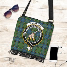 ScotsTee Shop Scottish MacMillan Hunting Ancient Clan Crest Tartan Boho Bag, Tartan Crossbody Handbag