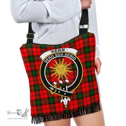 ScotsTee Shop Scottish Kerr Modern Clan Crest Tartan Boho Bag, Tartan Crossbody Handbag