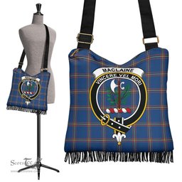 ScotsTee Shop Scottish MacLaine of Loch Buie Hunting Ancient Clan Crest Tartan Boho Bag, Tartan Crossbody Handbag