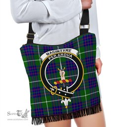 ScotsTee Shop Scottish MacIntyre Hunting Modern Clan Crest Tartan Boho Bag, Tartan Crossbody Handbag
