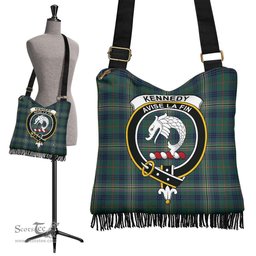 ScotsTee Shop Scottish Kennedy Modern Clan Crest Tartan Boho Bag, Tartan Crossbody Handbag