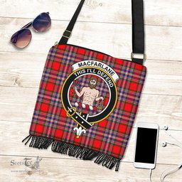 ScotsTee Shop Scottish MacFarlane Modern Clan Crest Tartan Boho Bag, Tartan Crossbody Handbag