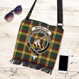 ScotsTee Shop Scottish MacMillan Old Modern Clan Crest Tartan Boho Bag, Tartan Crossbody Handbag
