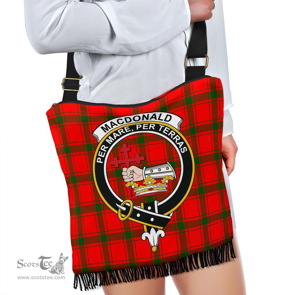 ScotsTee Shop Scottish MacDonald of Sleat Clan Crest Tartan Boho Bag, Tartan Crossbody Handbag
