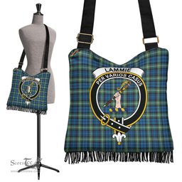 ScotsTee Shop Scottish Lamont Ancient Clan Crest Tartan Boho Bag, Tartan Crossbody Handbag