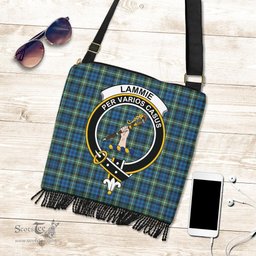 ScotsTee Shop Scottish Lamont Ancient Clan Crest Tartan Boho Bag, Tartan Crossbody Handbag