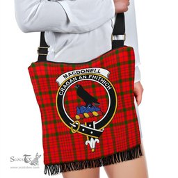 ScotsTee Shop Scottish MacDonnell of Keppoch Modern Clan Crest Tartan Boho Bag, Tartan Crossbody Handbag