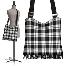 ScotsTee Shop Scottish MacFarlane Black & White Clan Tartan Boho Bag, Tartan Crossbody Handbag