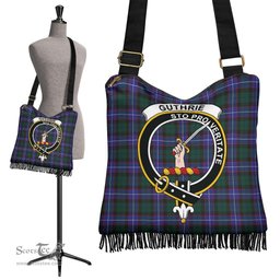 ScotsTee Shop Scottish Guthrie Modern Clan Crest Tartan Boho Bag, Tartan Crossbody Handbag