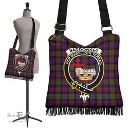 ScotsTee Shop Scottish MacDonald Modern Clan Crest Tartan Boho Bag, Tartan Crossbody Handbag