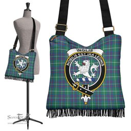 ScotsTee Shop Scottish Inglis Ancient Clan Crest Tartan Boho Bag, Tartan Crossbody Handbag