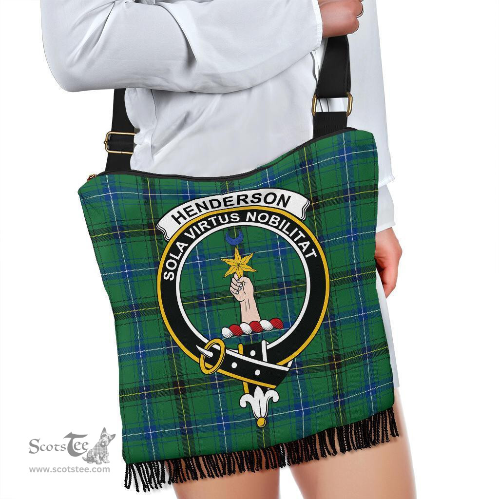 ScotsTee Shop Scottish Henderson Ancient Clan Crest Tartan Boho Bag, Tartan Crossbody Handbag