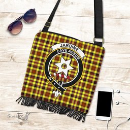 ScotsTee Shop Scottish Jardine Clan Crest Tartan Boho Bag, Tartan Crossbody Handbag