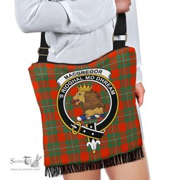 ScotsTee Shop Scottish MacGregor Ancient Clan Crest Tartan Boho Bag, Tartan Crossbody Handbag