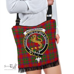 ScotsTee Shop Scottish MacKintosh Modern Clan Crest Tartan Boho Bag, Tartan Crossbody Handbag