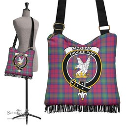 ScotsTee Shop Scottish Lindsay Ancient Clan Crest Tartan Boho Bag, Tartan Crossbody Handbag