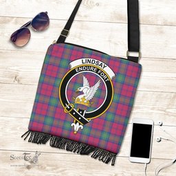 ScotsTee Shop Scottish Lindsay Ancient Clan Crest Tartan Boho Bag, Tartan Crossbody Handbag