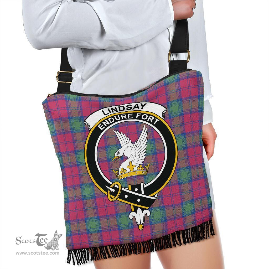 ScotsTee Shop Scottish Lindsay Ancient Clan Crest Tartan Boho Bag, Tartan Crossbody Handbag