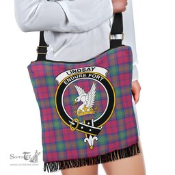 ScotsTee Shop Scottish Lindsay Ancient Clan Crest Tartan Boho Bag, Tartan Crossbody Handbag