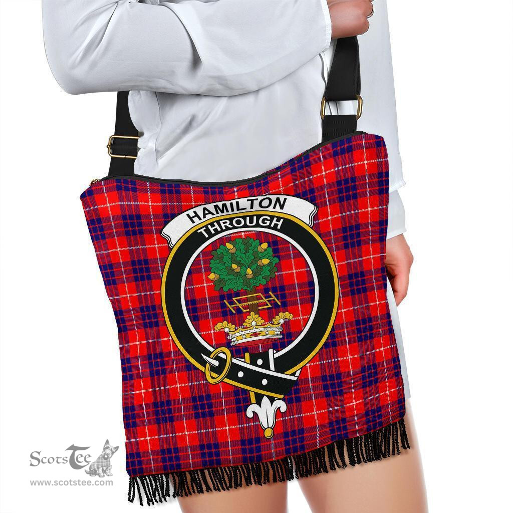 ScotsTee Shop Scottish Hamilton Modern Clan Crest Tartan Boho Bag, Tartan Crossbody Handbag