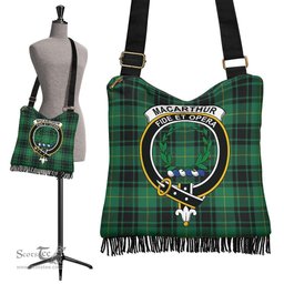 ScotsTee Shop Scottish MacArthur Ancient Clan Crest Tartan Boho Bag, Tartan Crossbody Handbag