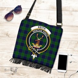 ScotsTee Shop Scottish Keith Modern Clan Crest Tartan Boho Bag, Tartan Crossbody Handbag