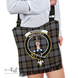 ScotsTee Shop Scottish MacKay Weathered Clan Crest Tartan Boho Bag, Tartan Crossbody Handbag