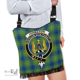 ScotsTee Shop Scottish Johnston Ancient Clan Crest Tartan Boho Bag, Tartan Crossbody Handbag