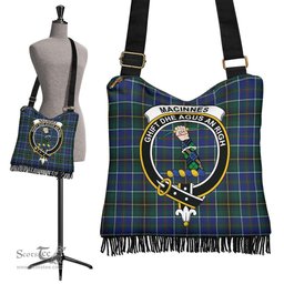 ScotsTee Shop Scottish MacInnes Modern Clan Crest Tartan Boho Bag, Tartan Crossbody Handbag