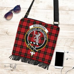 ScotsTee Shop Scottish MacQueen Modern Clan Crest Tartan Boho Bag, Tartan Crossbody Handbag