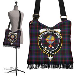 ScotsTee Shop Scottish Nairn Clan Crest Tartan Boho Bag, Tartan Crossbody Handbag