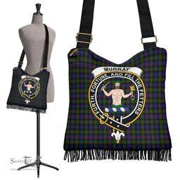 ScotsTee Shop Scottish Murray of Atholl Modern Clan Crest Tartan Boho Bag, Tartan Crossbody Handbag