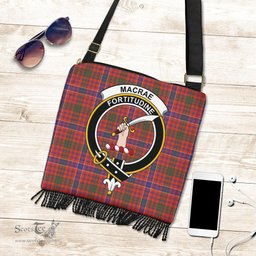 ScotsTee Shop Scottish MacRae Ancient Clan Crest Tartan Boho Bag, Tartan Crossbody Handbag