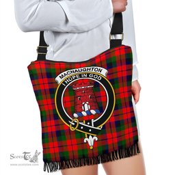 ScotsTee Shop Scottish MacNaughton Modern Clan Crest Tartan Boho Bag, Tartan Crossbody Handbag