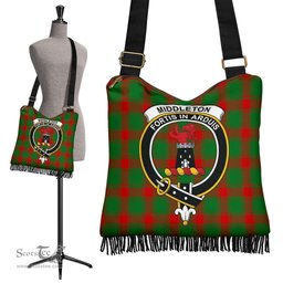 ScotsTee Shop Scottish Middleton Modern Clan Crest Tartan Boho Bag, Tartan Crossbody Handbag